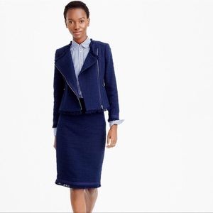 J. CREW Tweed Motocycle Fringe Blazer